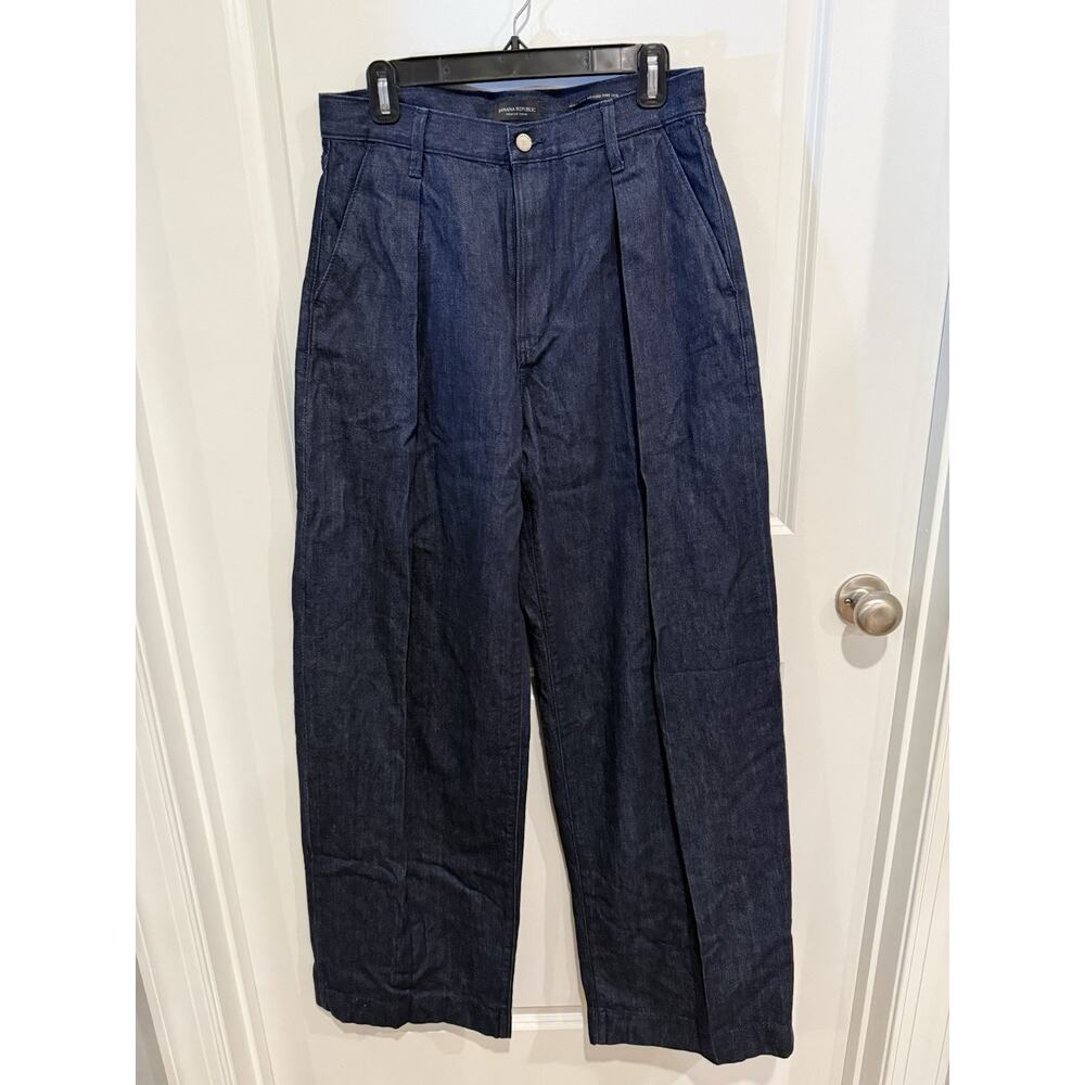 Banana Republic Womens High Rise Super Wide Leg Dark Jeans Preppy 29L Pleated